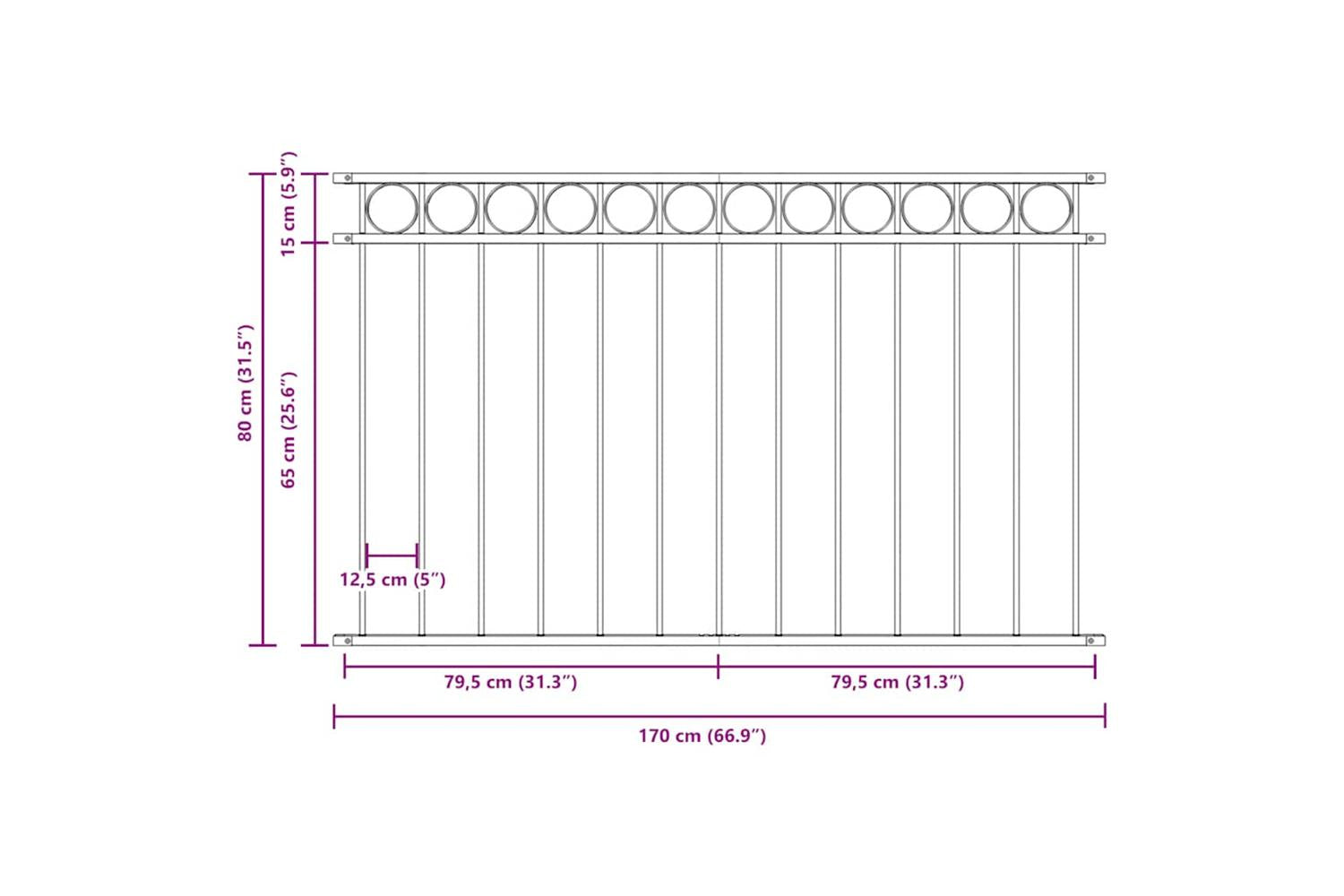 Vidaxl 146316 Fence Panel Steel 1.7x0.8 M Black-4