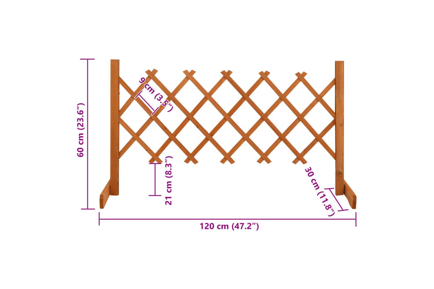 Vidaxl 314822 Garden Trellis Fence Orange 120x60 Cm Solid Firwood-7