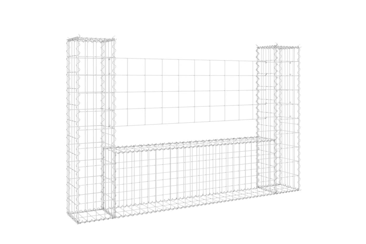 vidaXL 151275 U-shape Gabion Basket With 2 Posts Iron 140x20x100cm-2