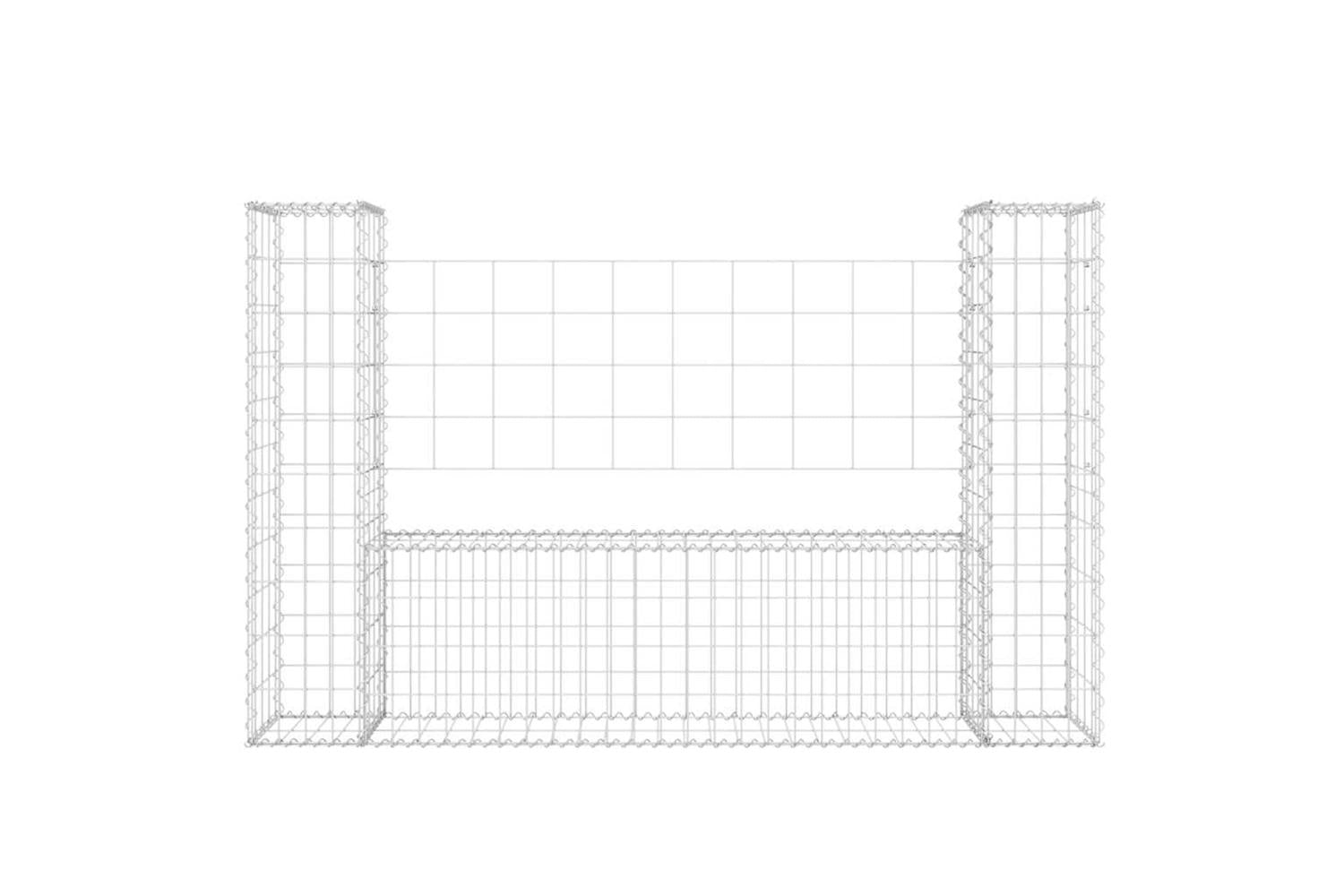 vidaXL 151275 U-shape Gabion Basket With 2 Posts Iron 140x20x100cm-3