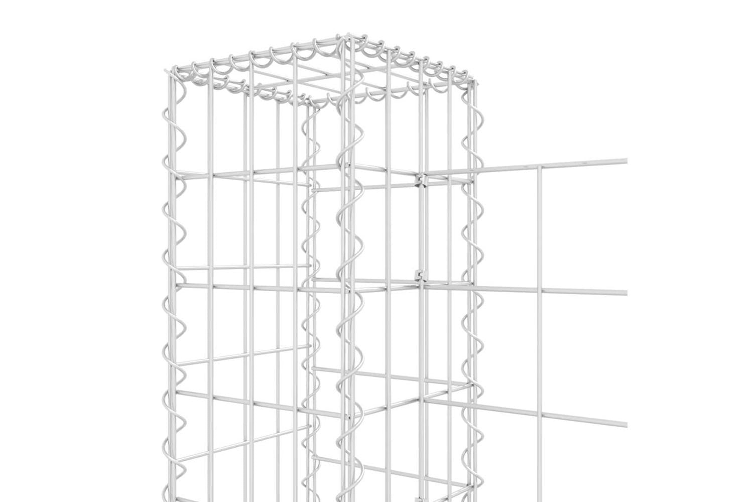 vidaXL 151275 U-shape Gabion Basket With 2 Posts Iron 140x20x100cm-5