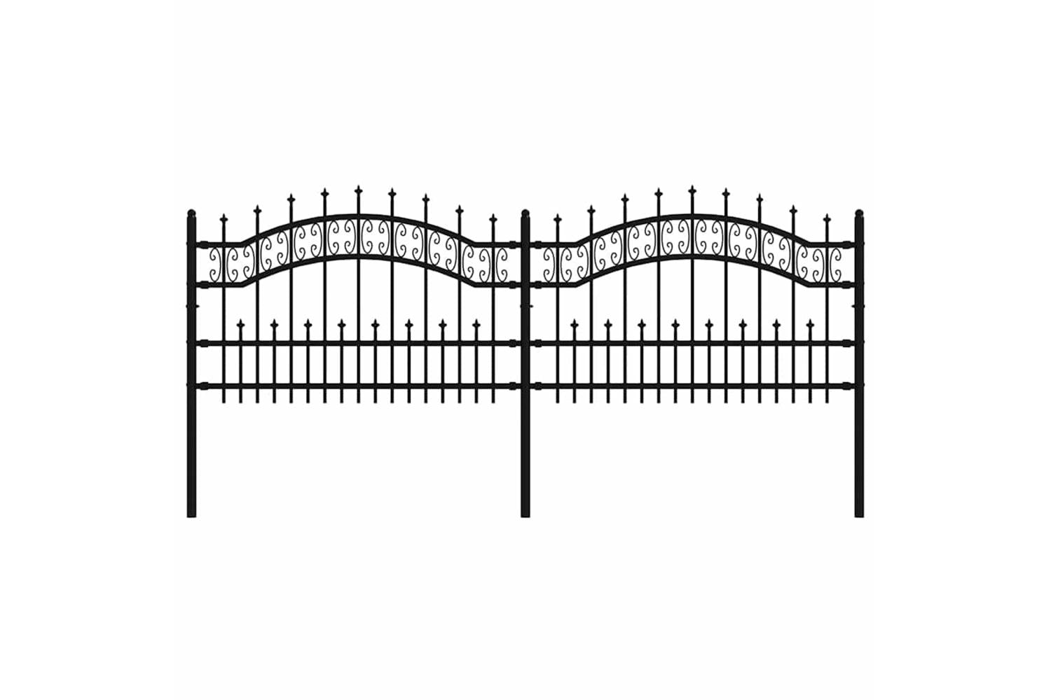 vidaXL 151084 Garden Fence With Spear Top Black 115cm Powder-coated Steel-2