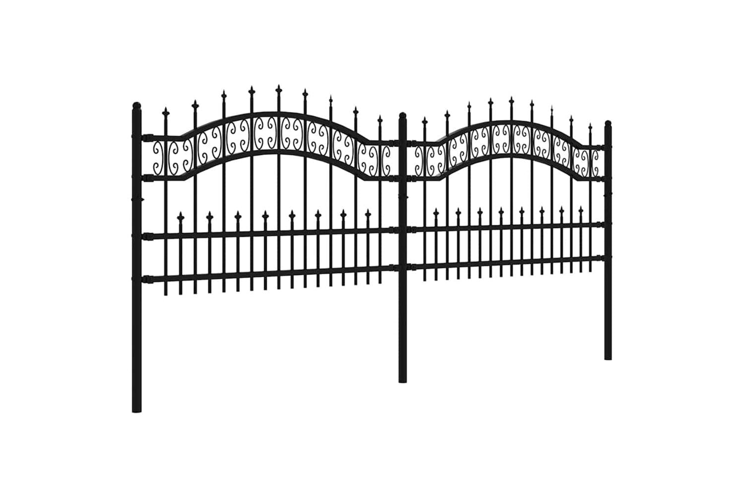 vidaXL 151084 Garden Fence With Spear Top Black 115cm Powder-coated Steel-3