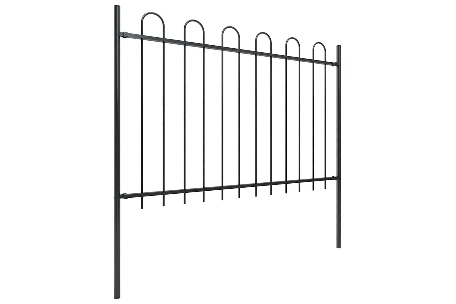 Vidaxl 277671 Garden Fence With Hoop Top Steel 11.9x1.2 M Black-2