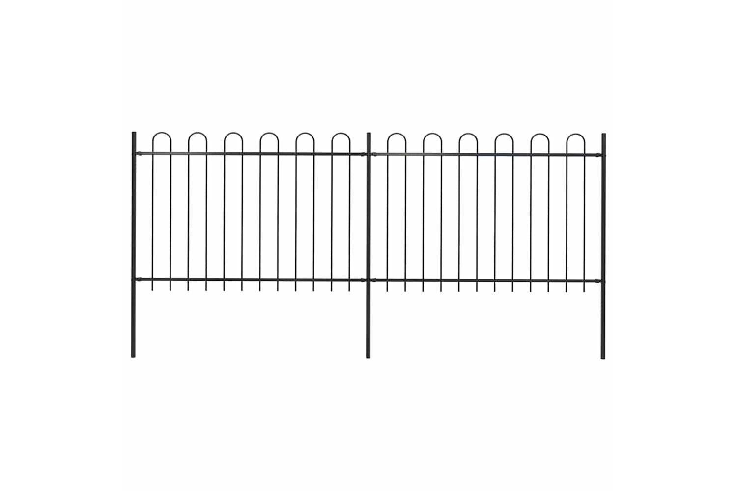 Vidaxl 277666 Garden Fence With Hoop Top Steel 3.4x1.2 M Black