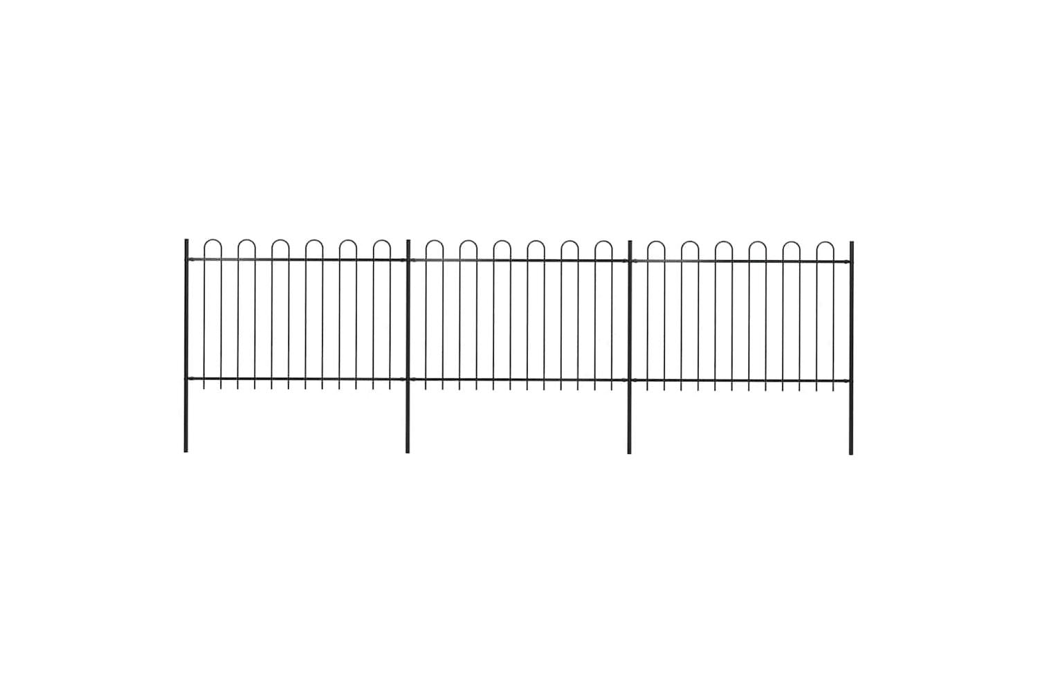 Vidaxl 277667 Garden Fence With Hoop Top Steel 5.1x1.2 M Black