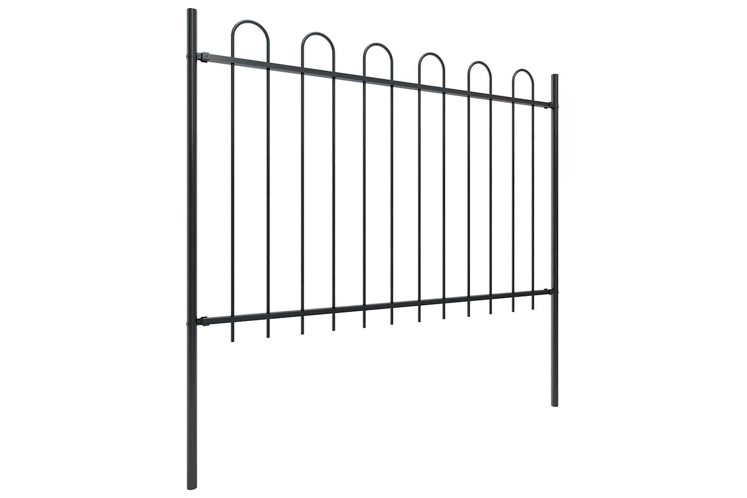 Vidaxl 277667 Garden Fence With Hoop Top Steel 5.1x1.2 M Black-2