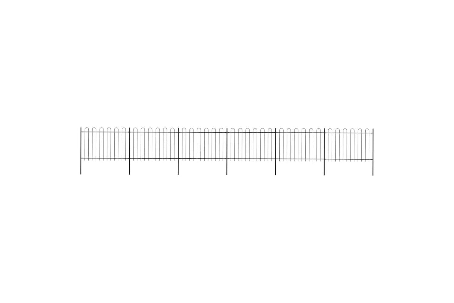 Vidaxl 277670 Garden Fence With Hoop Top Steel 10.2x1.2 M Black