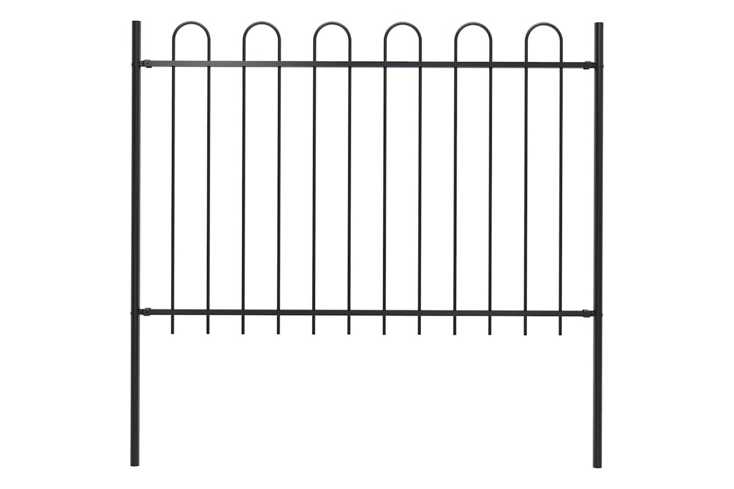 Vidaxl Garden Fence With Hoop Top Steel 1.8 M Black