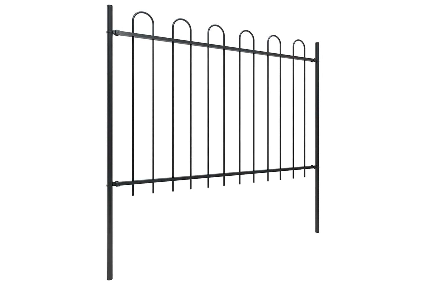Vidaxl Garden Fence With Hoop Top Steel 1.8 M Black-2