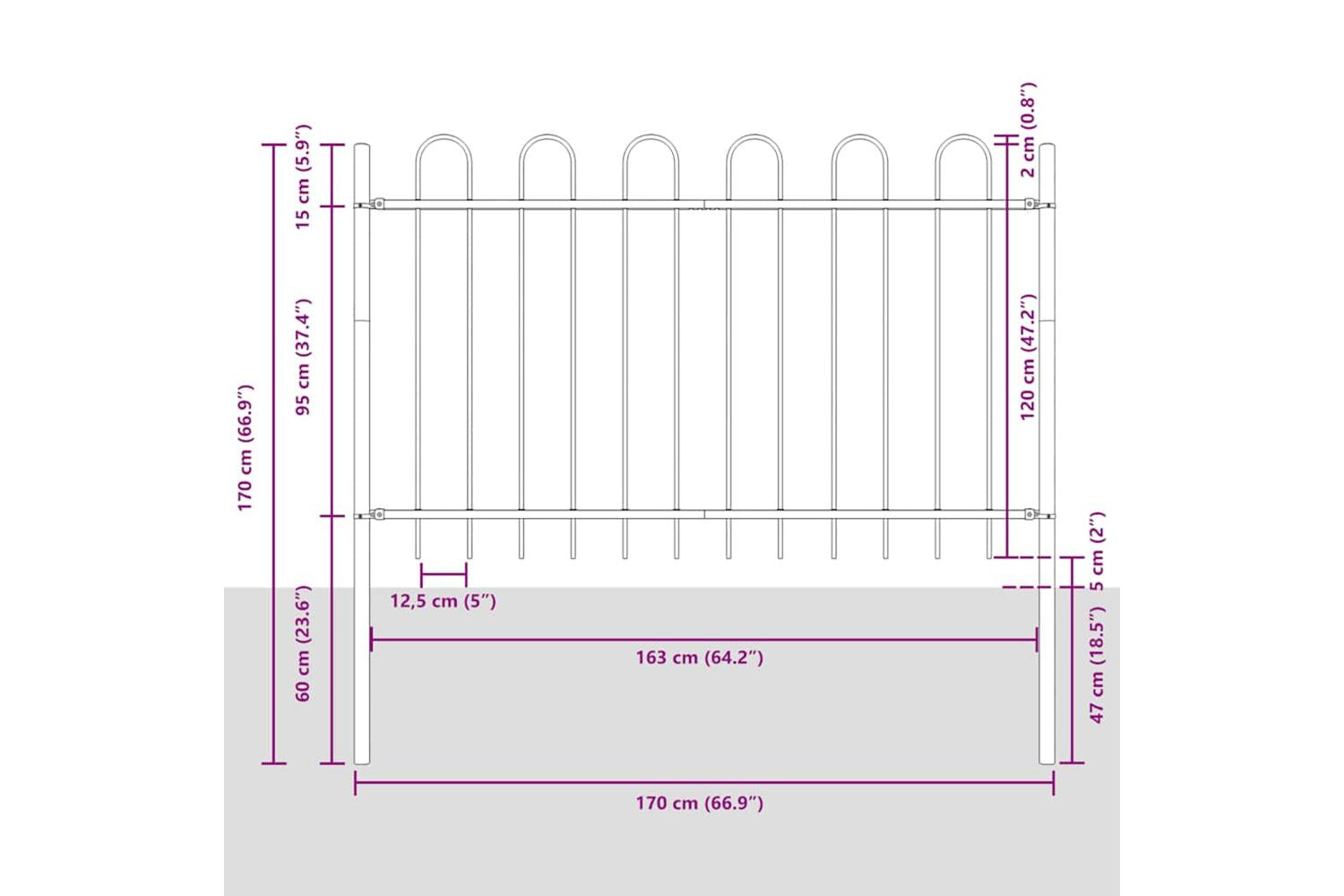 Vidaxl Garden Fence With Hoop Top Steel 1.8 M Black-5