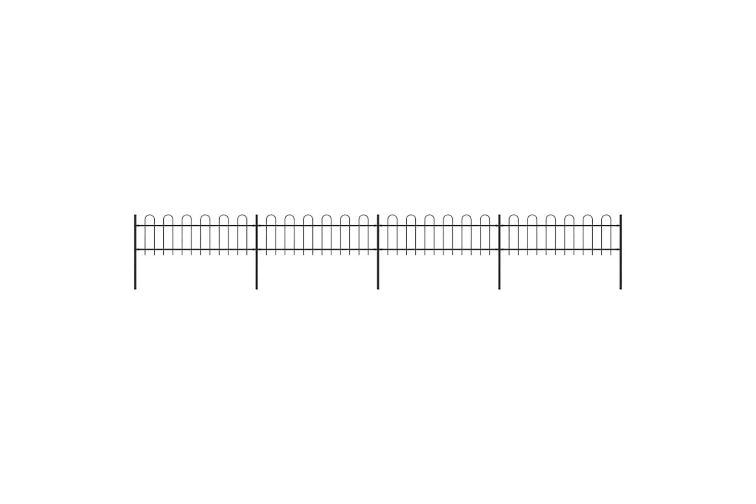 Vidaxl 277641 Garden Fence With Hoop Top Steel 6.8x0.6 M Black