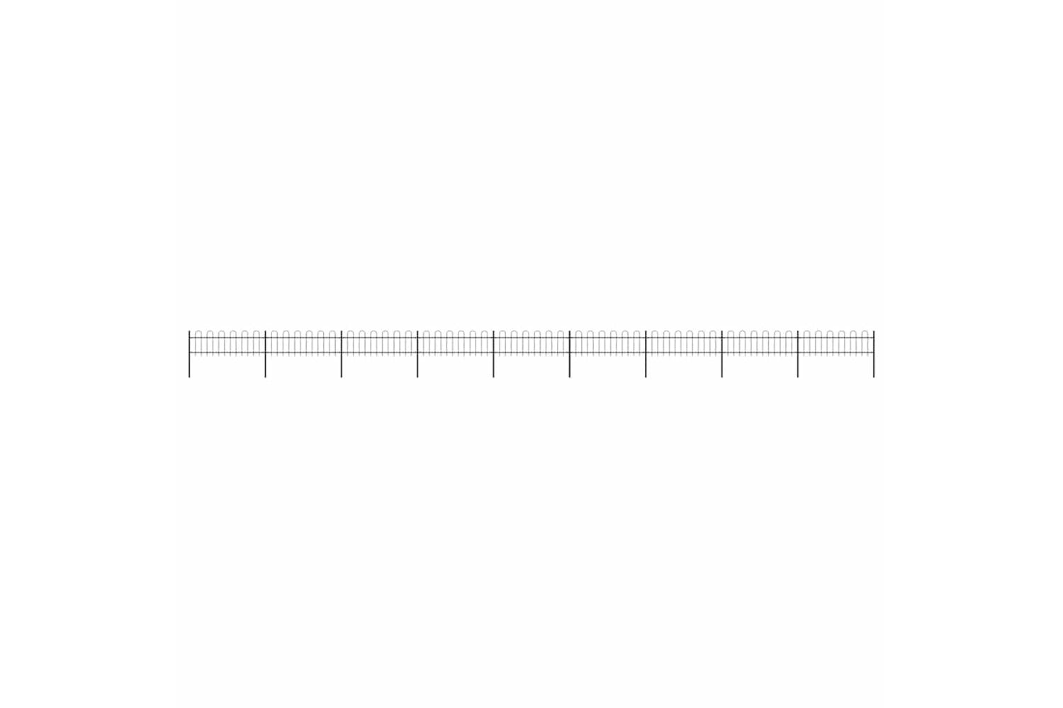 Vidaxl 277646 Garden Fence With Hoop Top Steel 15.3x0.6 M Black