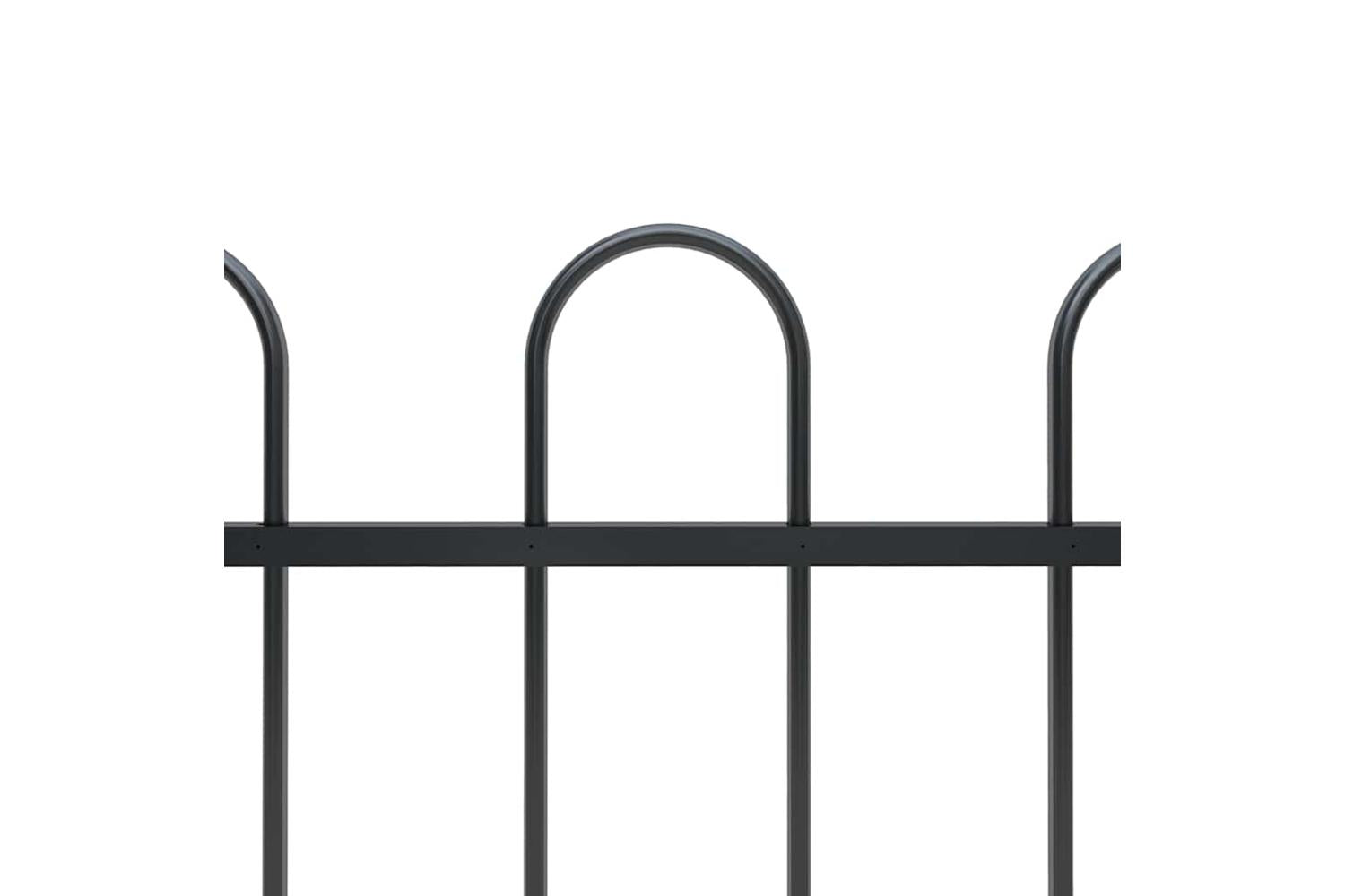 Vidaxl 277646 Garden Fence With Hoop Top Steel 15.3x0.6 M Black-3