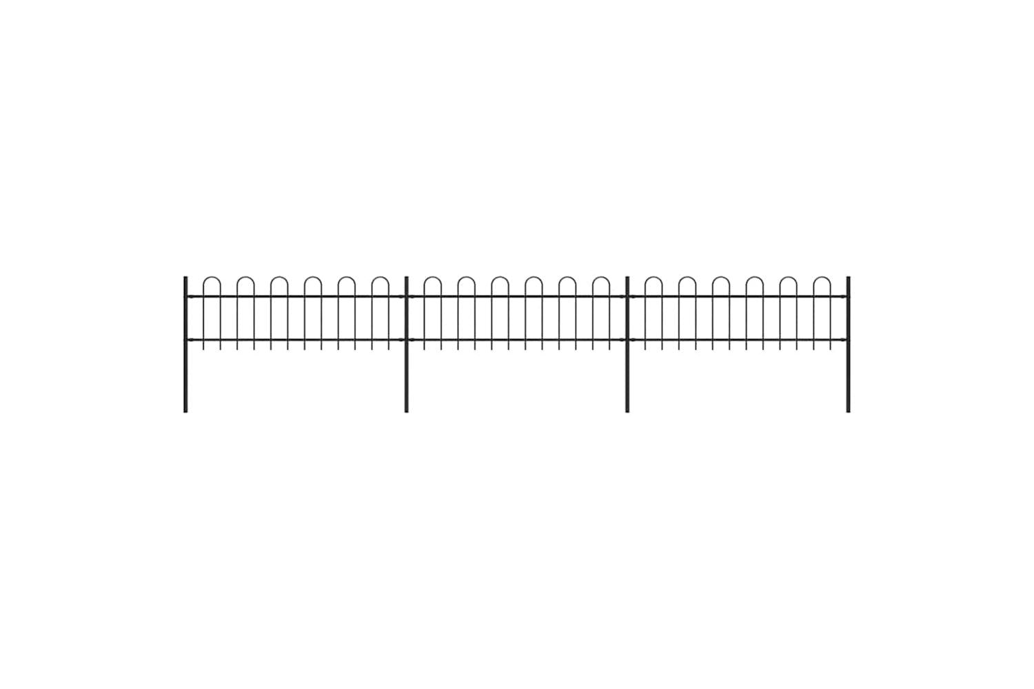 Vidaxl 277640 Garden Fence With Hoop Top Steel 5.1x0.6 M Black