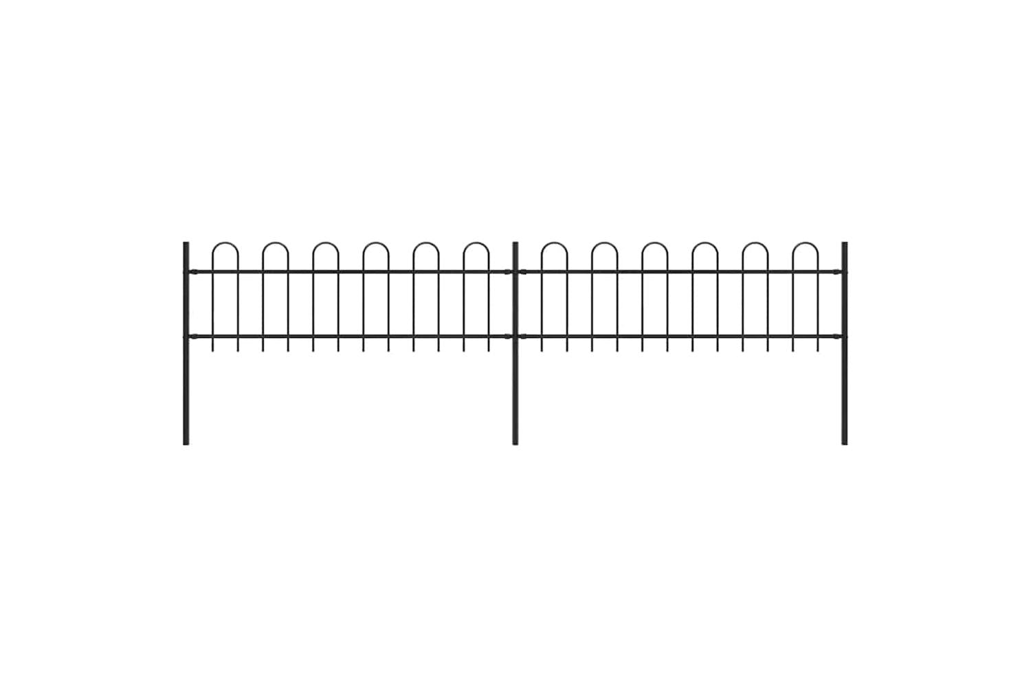 Vidaxl 277639 Garden Fence With Hoop Top Steel 3.4x0.6 M Black