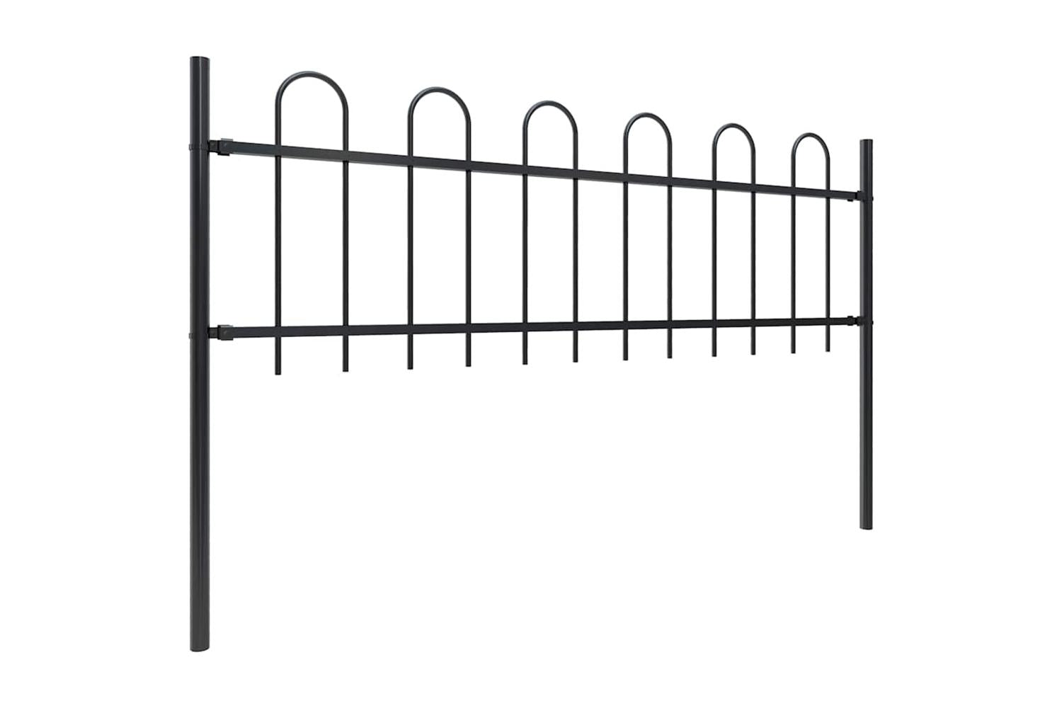 Vidaxl 277639 Garden Fence With Hoop Top Steel 3.4x0.6 M Black-2