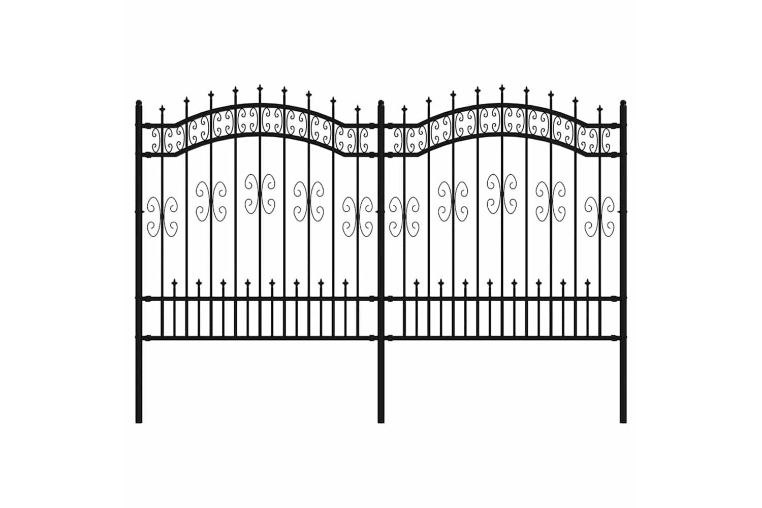 vidaXL 151086 Garden Fence With Spear Top Black 165cm Powder-coated Steel-2