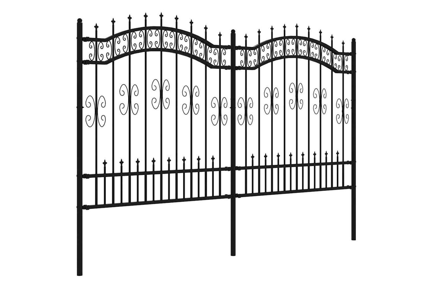 vidaXL 151086 Garden Fence With Spear Top Black 165cm Powder-coated Steel-3