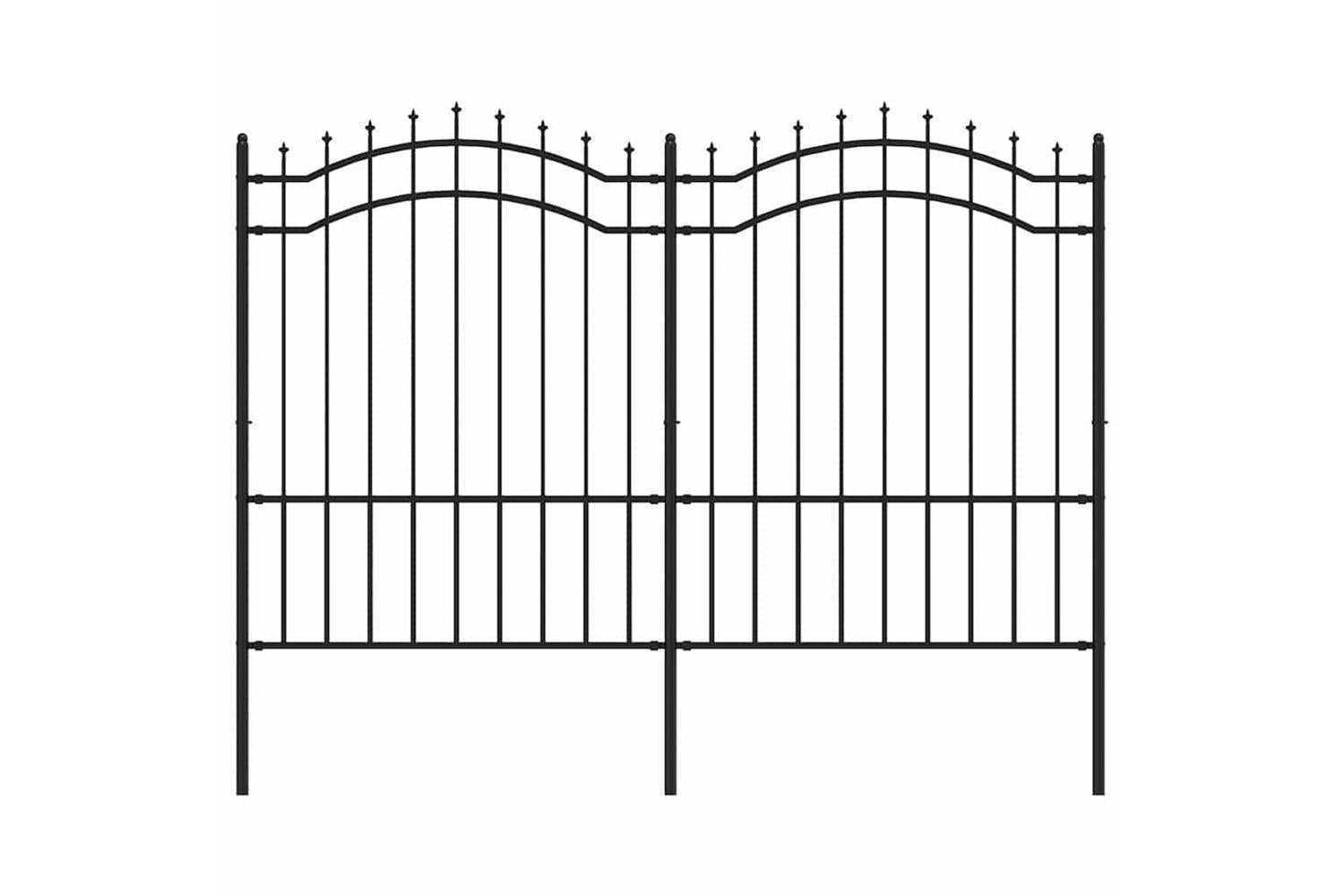 vidaXL 151082 Garden Fence With Spear Top Black 190cm Powder-coated Steel-2
