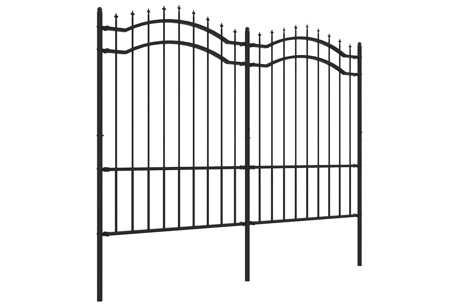vidaXL 151082 Garden Fence With Spear Top Black 190cm Powder-coated Steel-3