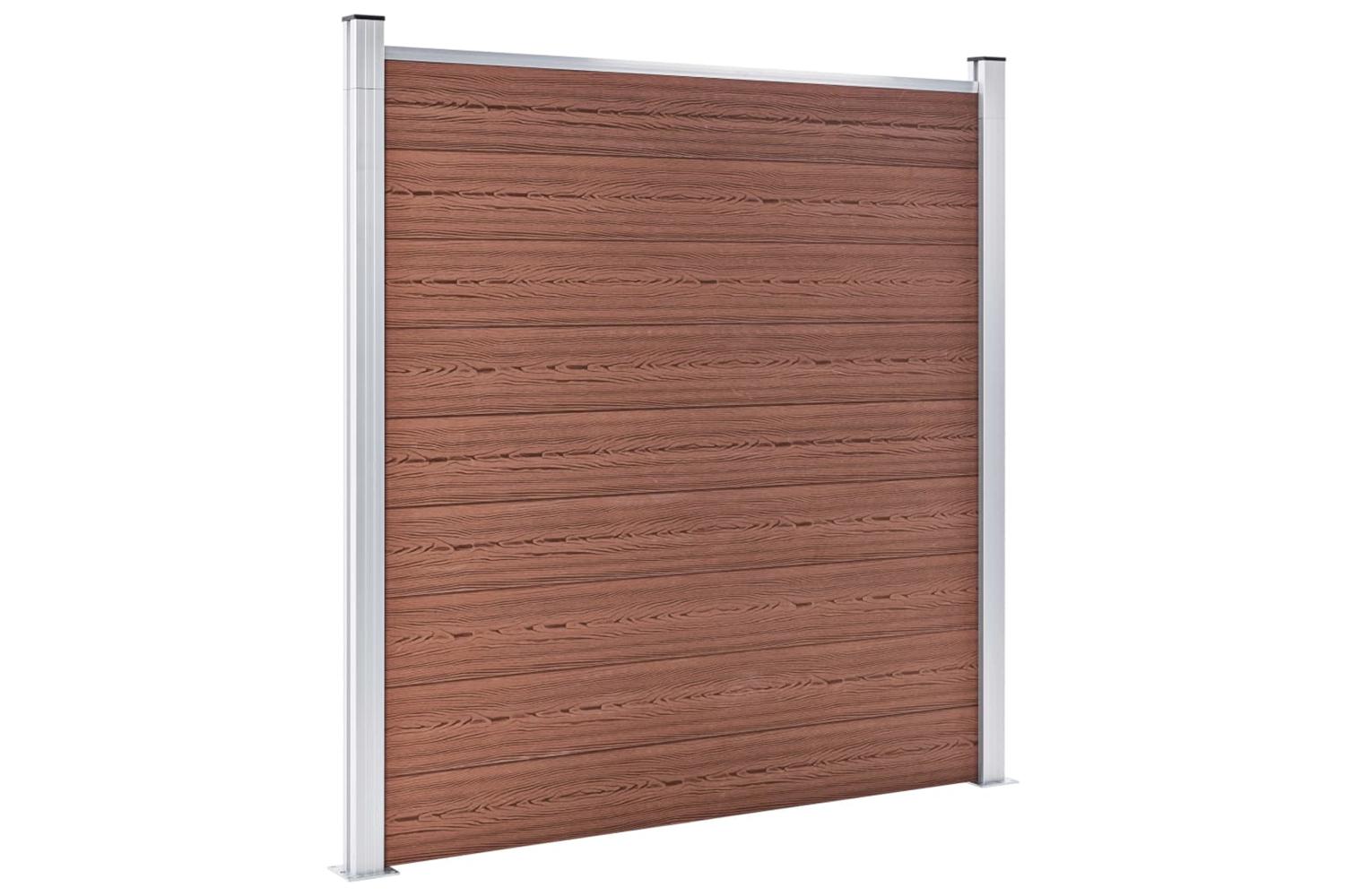 vidaXL 3053223 Wpc Fence Set 9 Square + 1 Slanted 1657x186cm Brown-3