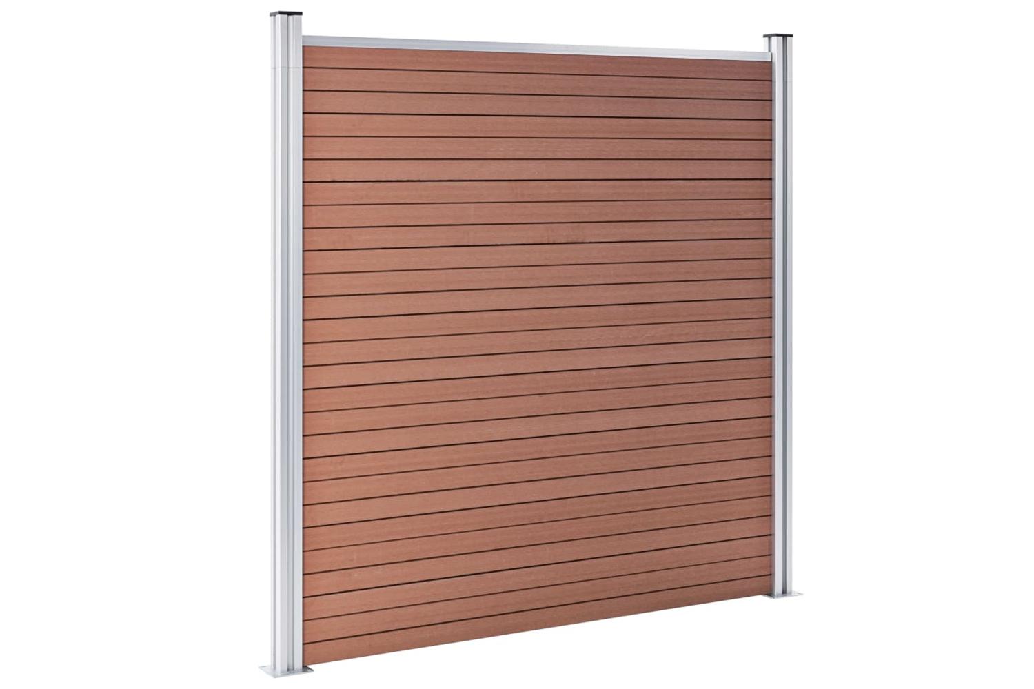 vidaXL 3053223 Wpc Fence Set 9 Square + 1 Slanted 1657x186cm Brown-4