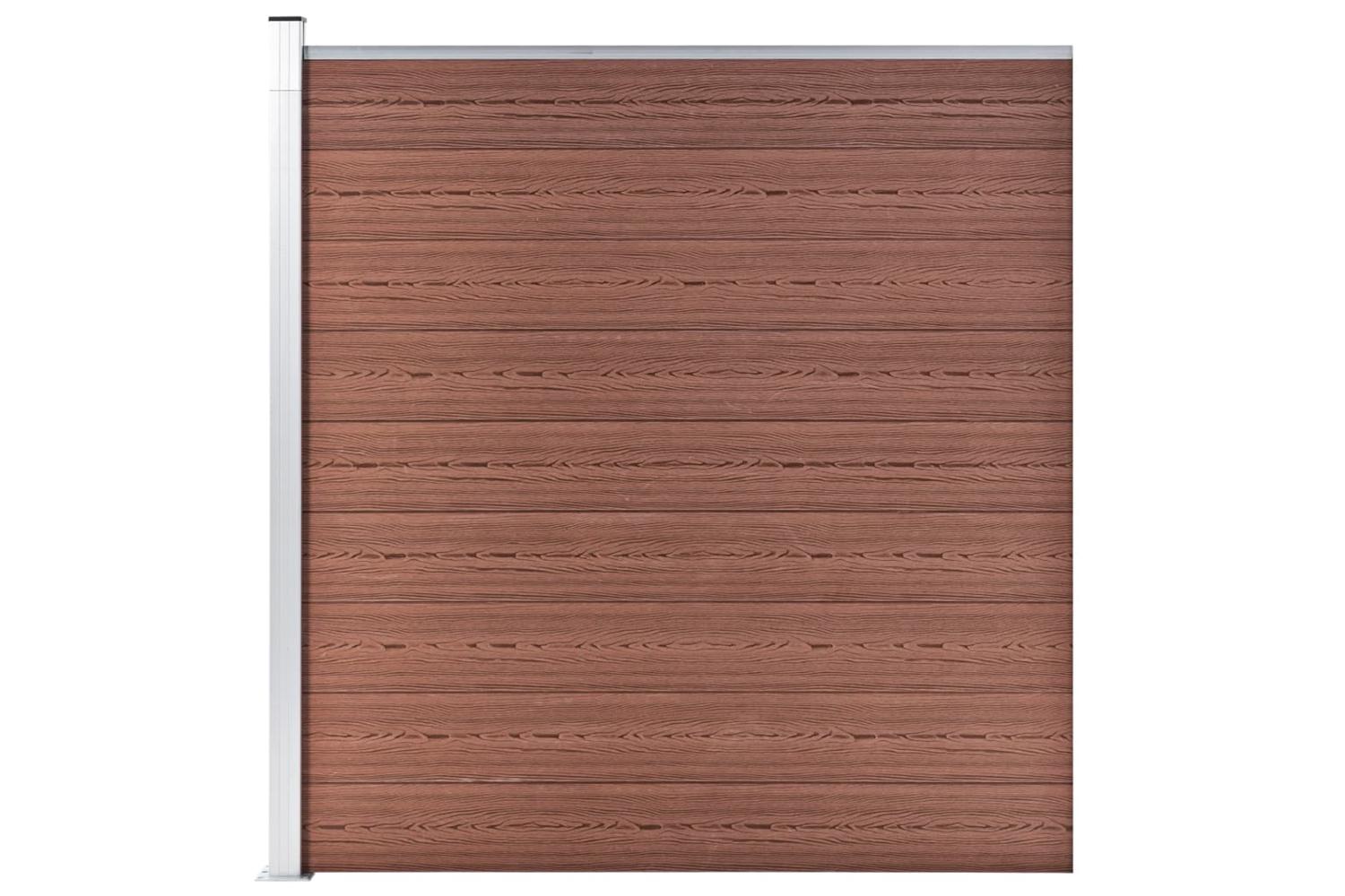vidaXL 3053223 Wpc Fence Set 9 Square + 1 Slanted 1657x186cm Brown-5
