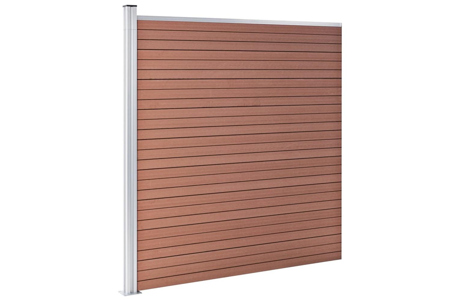 vidaXL 3053223 Wpc Fence Set 9 Square + 1 Slanted 1657x186cm Brown-7