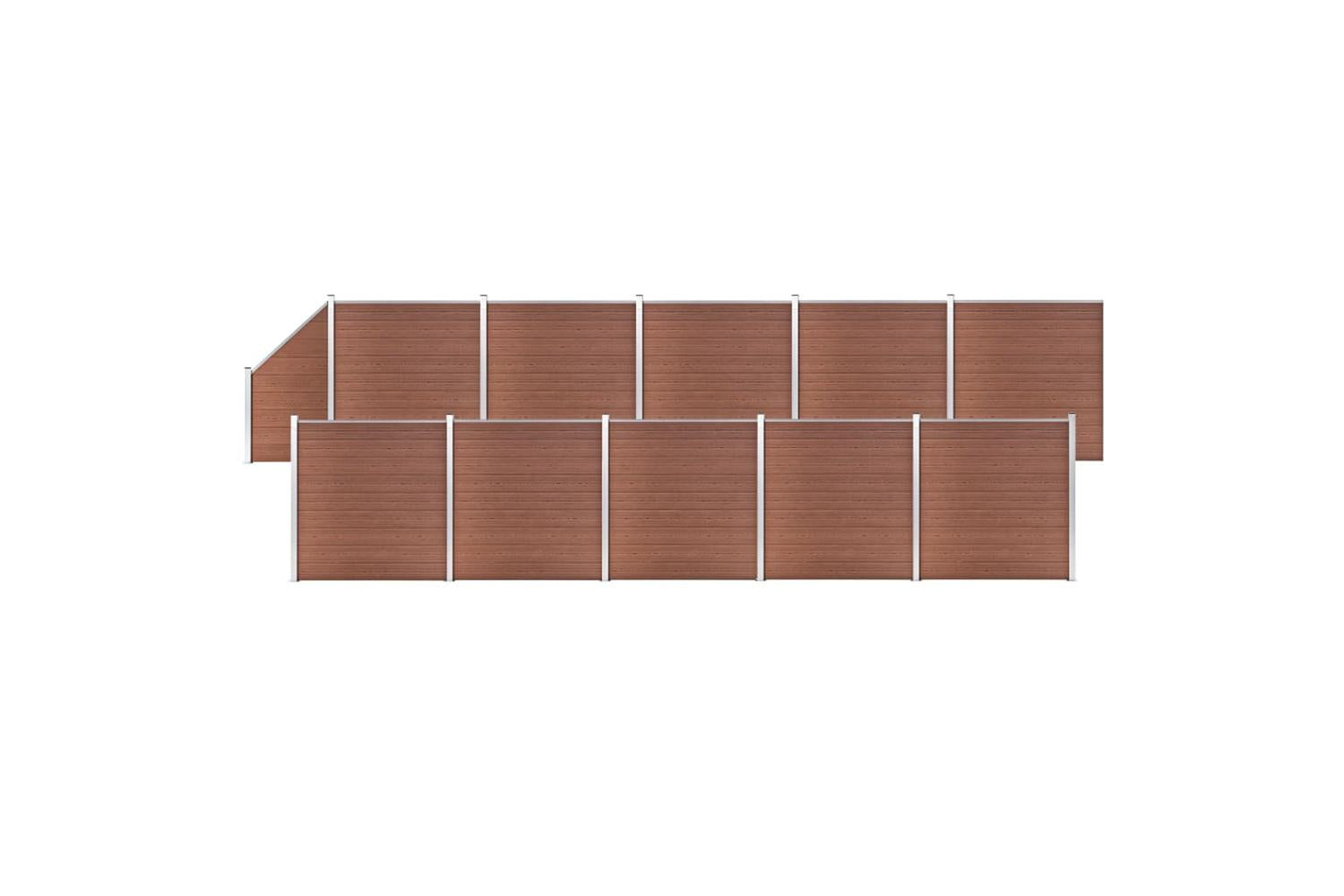 vidaXL 3053224 Wpc Fence Set 10 Square + 1 Slanted 1830x186cm Brown