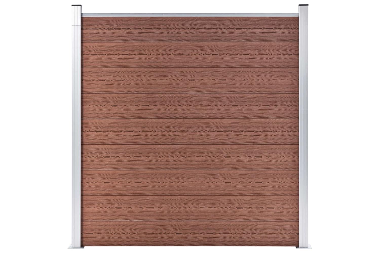 vidaXL 3053224 Wpc Fence Set 10 Square + 1 Slanted 1830x186cm Brown-2