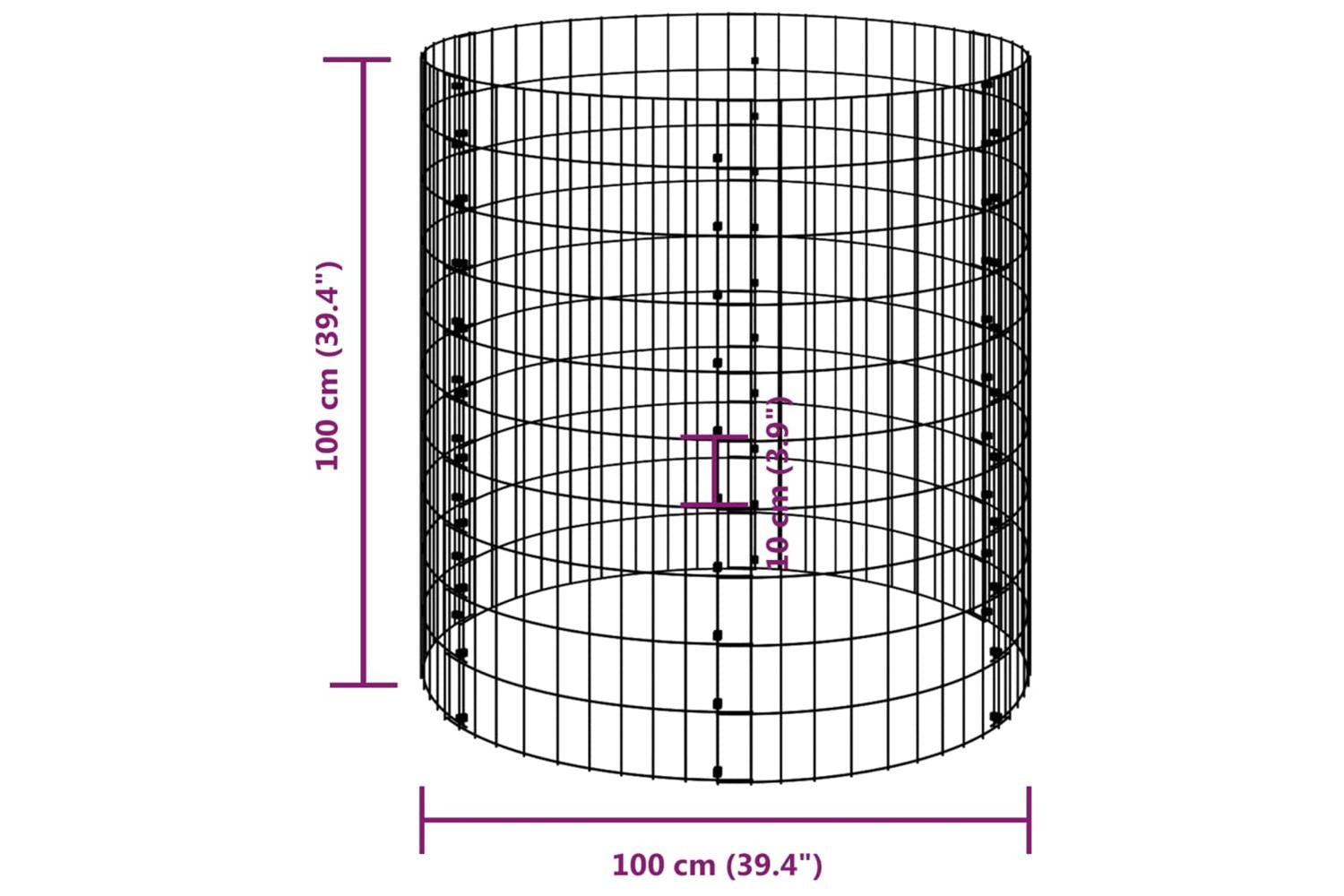 vidaXL Circular Gabion Pole Galvanised Steel 100x100cm-6