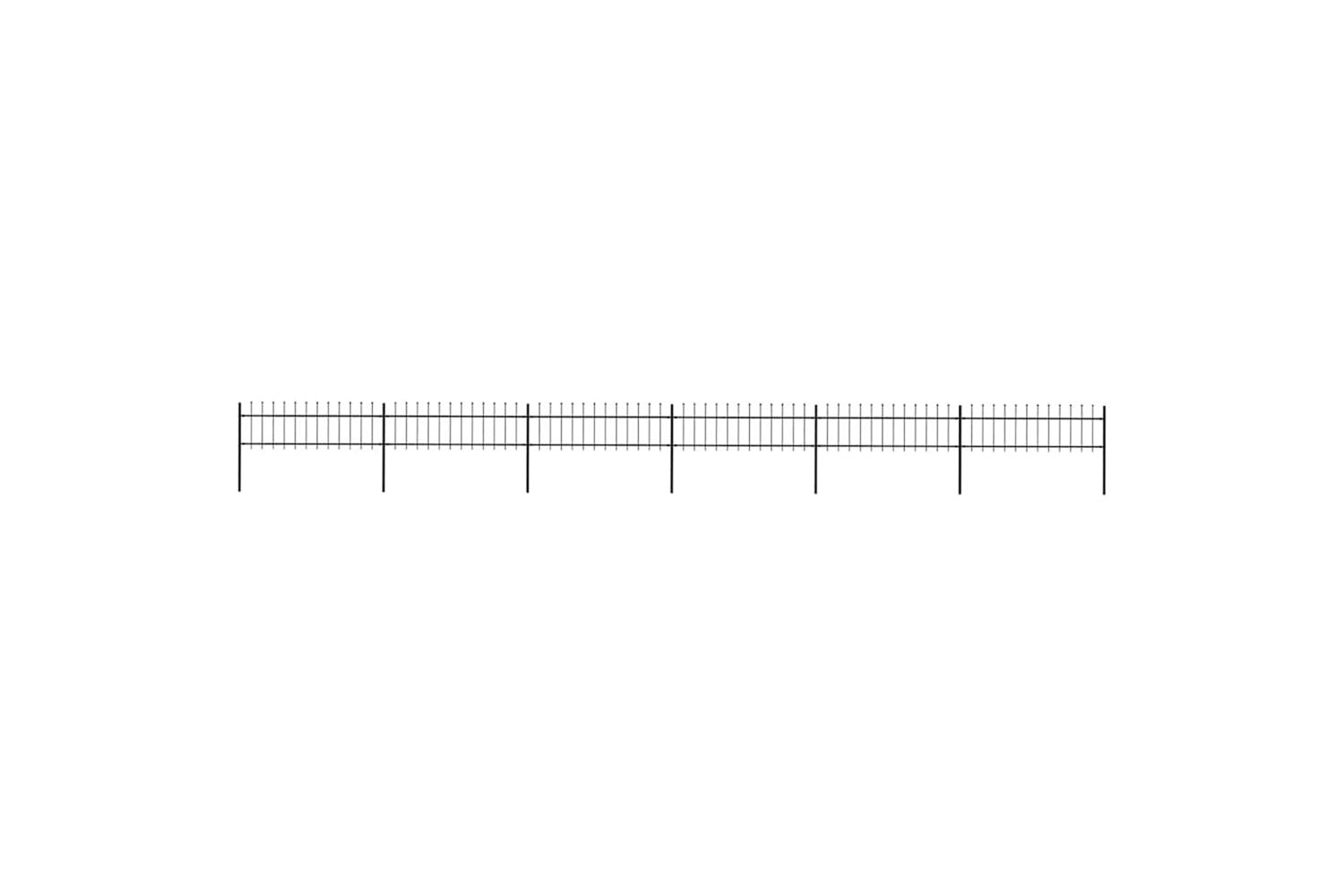 Vidaxl 277598 Garden Fence With Spear Top Steel 10.2x0.6 M Black