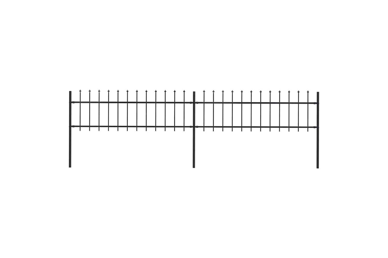 Vidaxl 277594 Garden Fence With Spear Top Steel 3.4x0.6 M Black