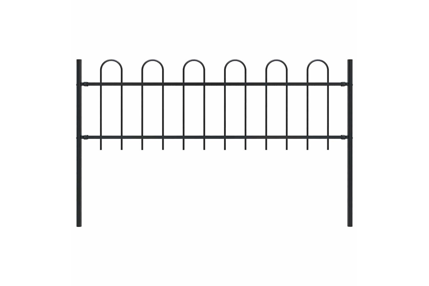 Vidaxl Garden Fence With Hoop Top Steel 1.8 M Black