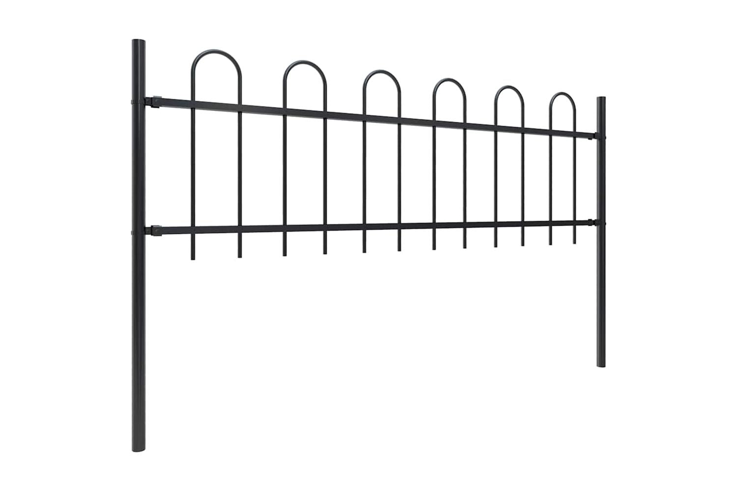 Vidaxl Garden Fence With Hoop Top Steel 1.8 M Black-2
