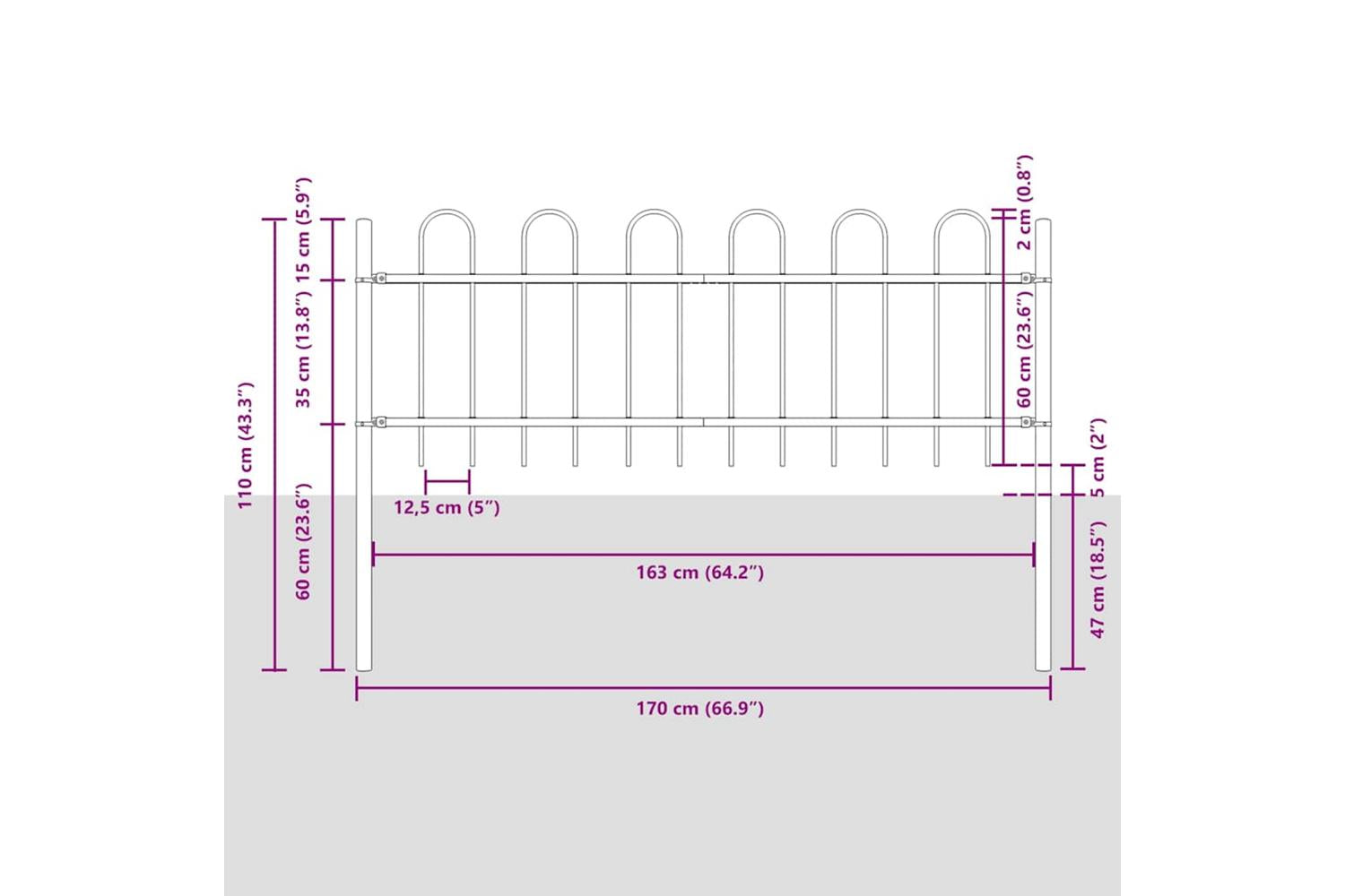 Vidaxl Garden Fence With Hoop Top Steel 1.8 M Black-5