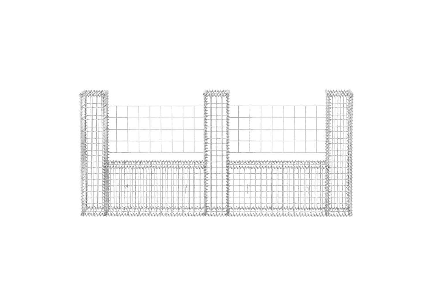 vidaXL 142546 Gabion Basket U-shape Galvanised Steel 240x20x100cm-4