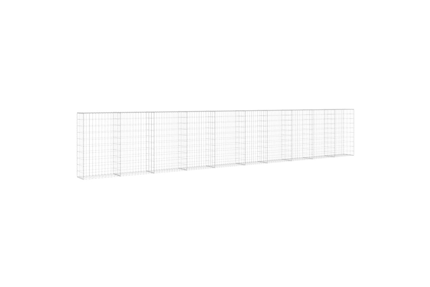 vidaXL 143584 Gabion Wall With Covers Galvanised Steel 600x30x100cm-4