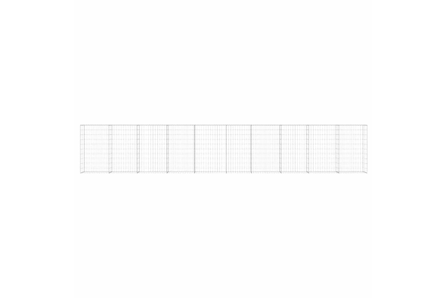 vidaXL 143584 Gabion Wall With Covers Galvanised Steel 600x30x100cm-5
