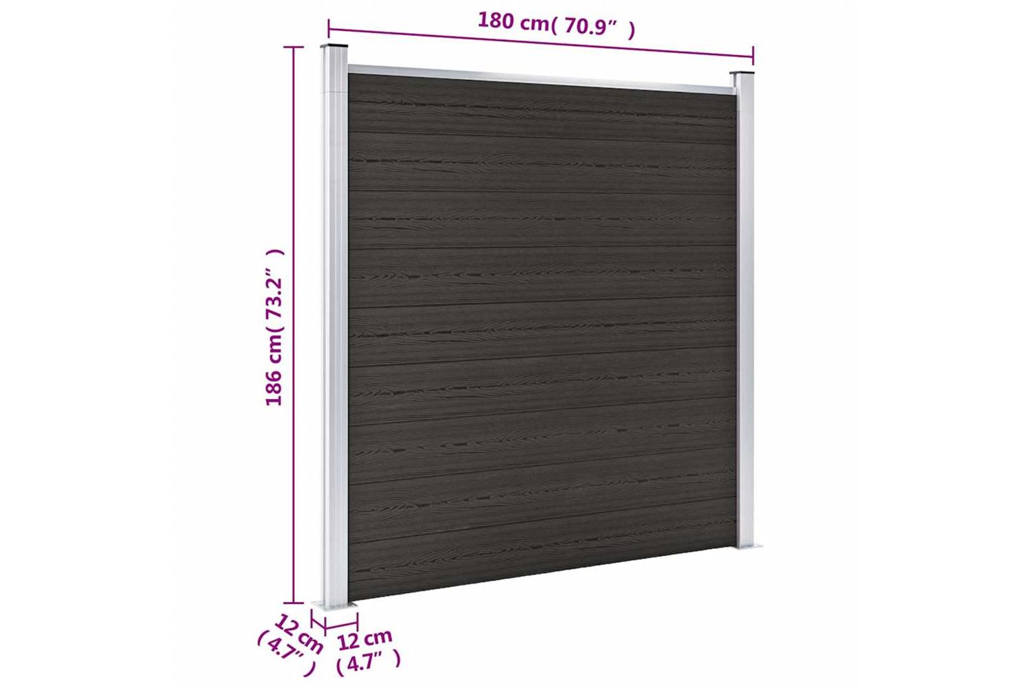 vidaXL Fence Panel Wpc 180x186cm Black-9