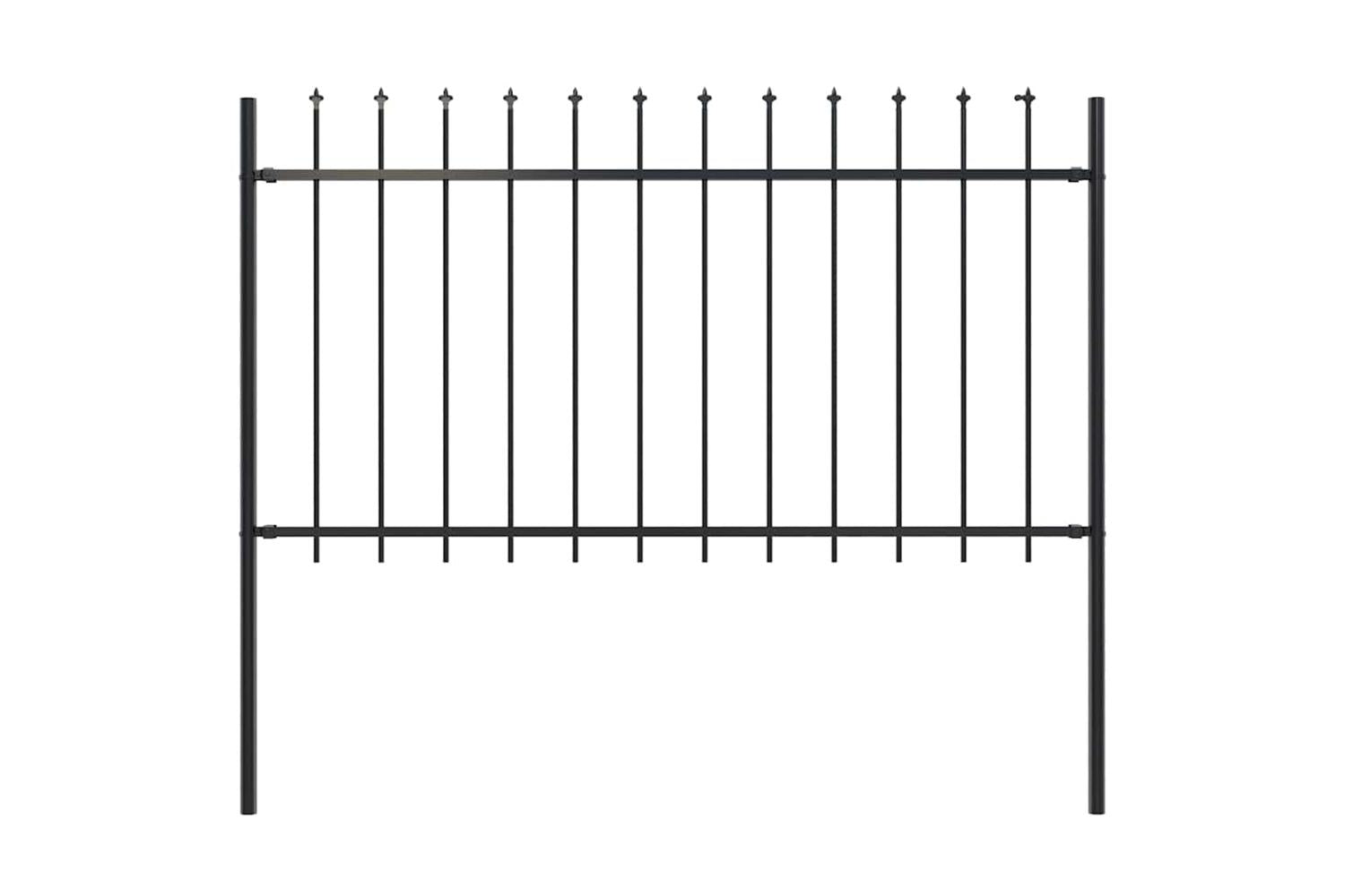 Vidaxl Garden Fence With Spear Top Steel 1.8 M Black