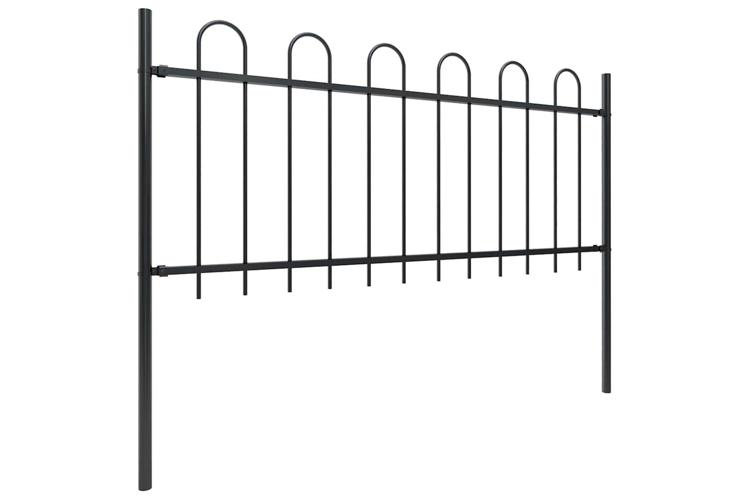 Vidaxl Garden Fence With Hoop Top Steel 1.8 M Black-2