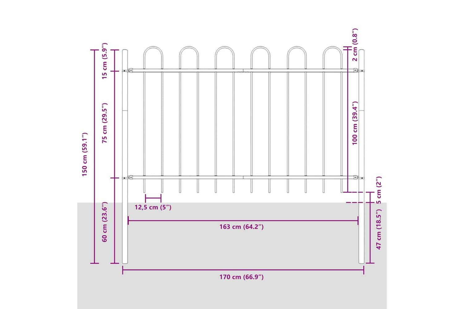 Vidaxl Garden Fence With Hoop Top Steel 1.8 M Black-5