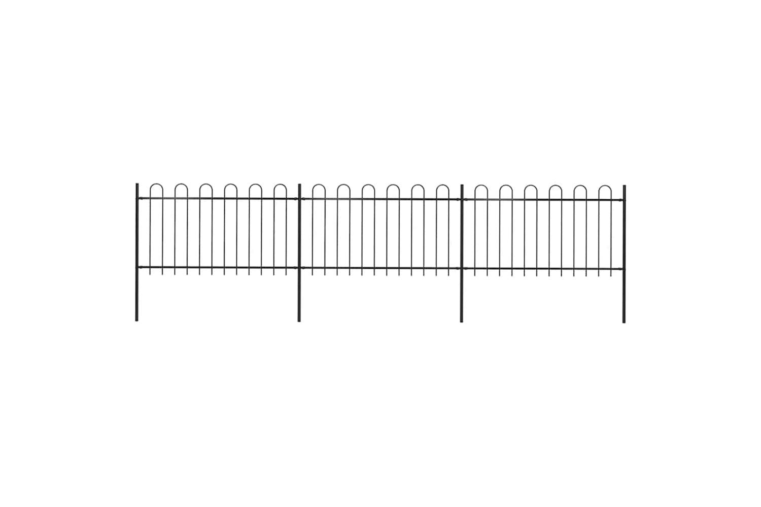 Vidaxl 277658 Garden Fence With Hoop Top Steel 5.1x1 M Black