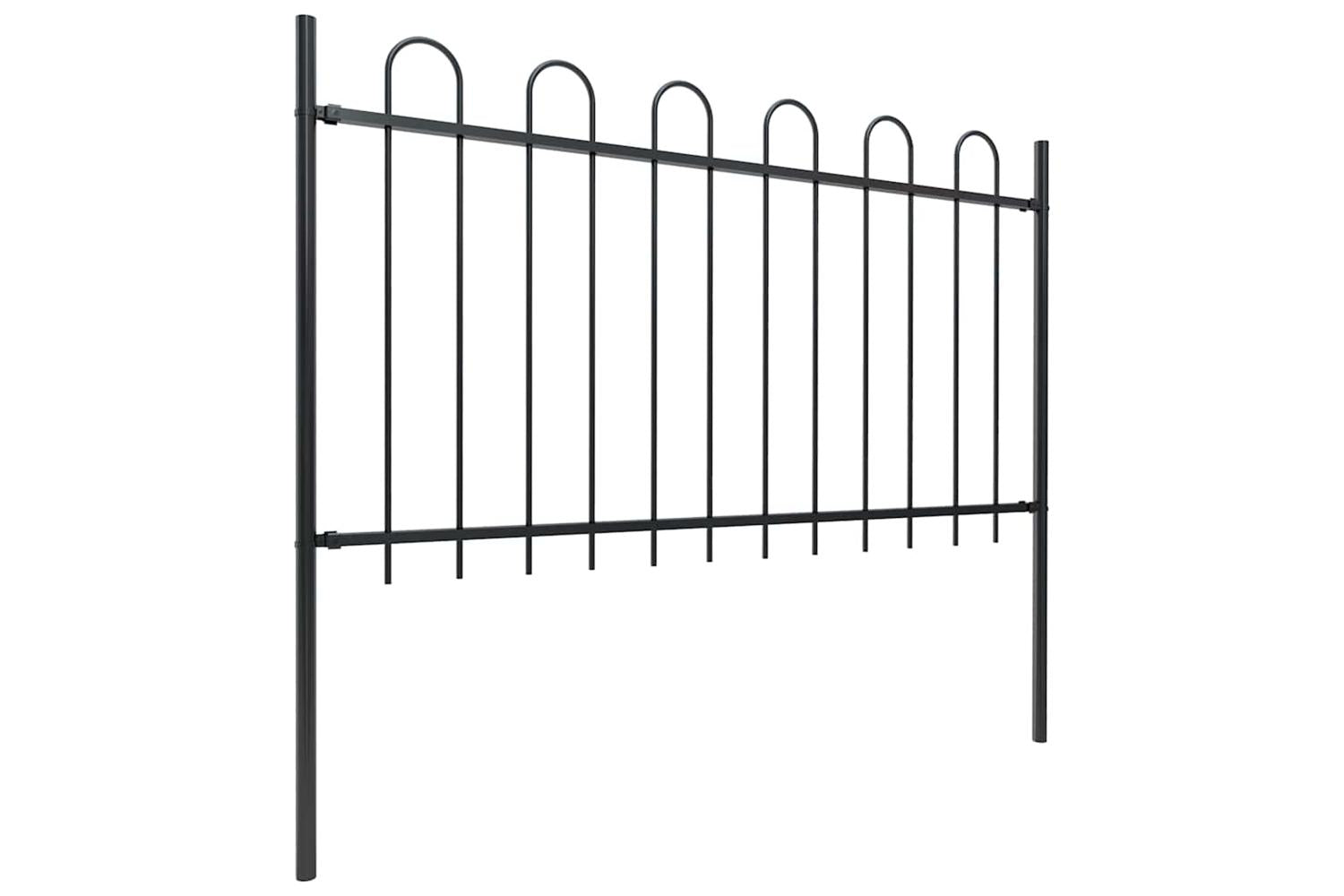 Vidaxl 277661 Garden Fence With Hoop Top Steel 10.2x1 M Black-2