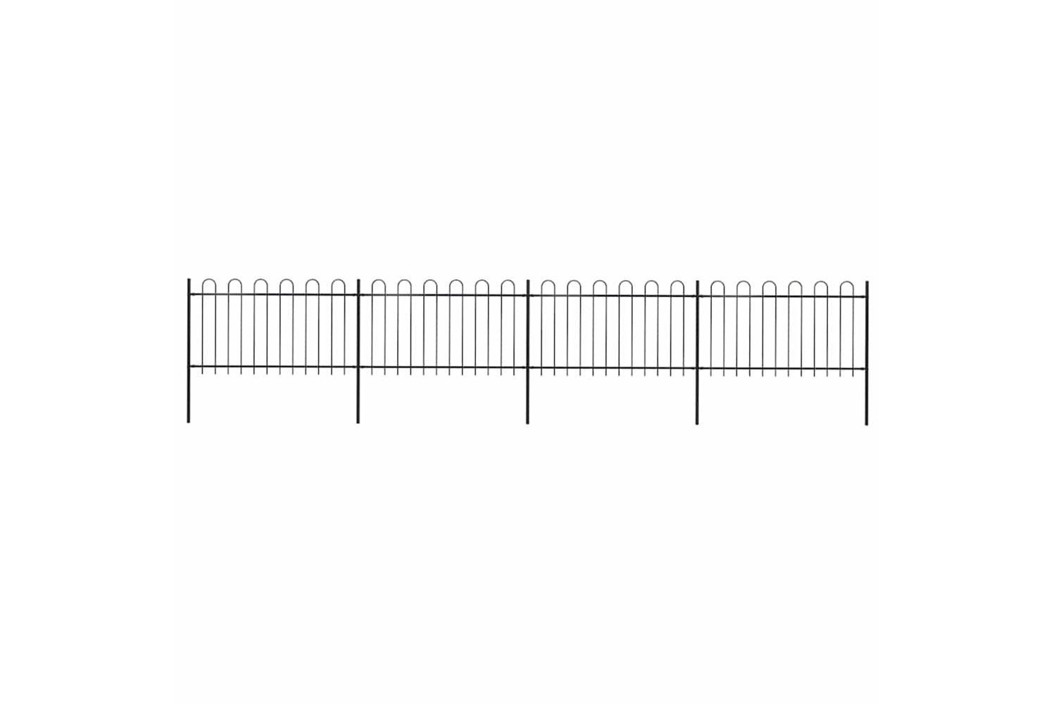 Vidaxl 277659 Garden Fence With Hoop Top Steel 6.8x1 M Black