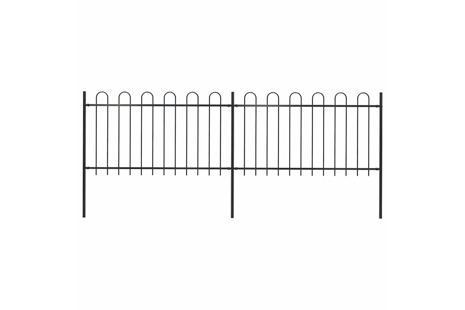Vidaxl 277657 Garden Fence With Hoop Top Steel 3.4x1 M Black