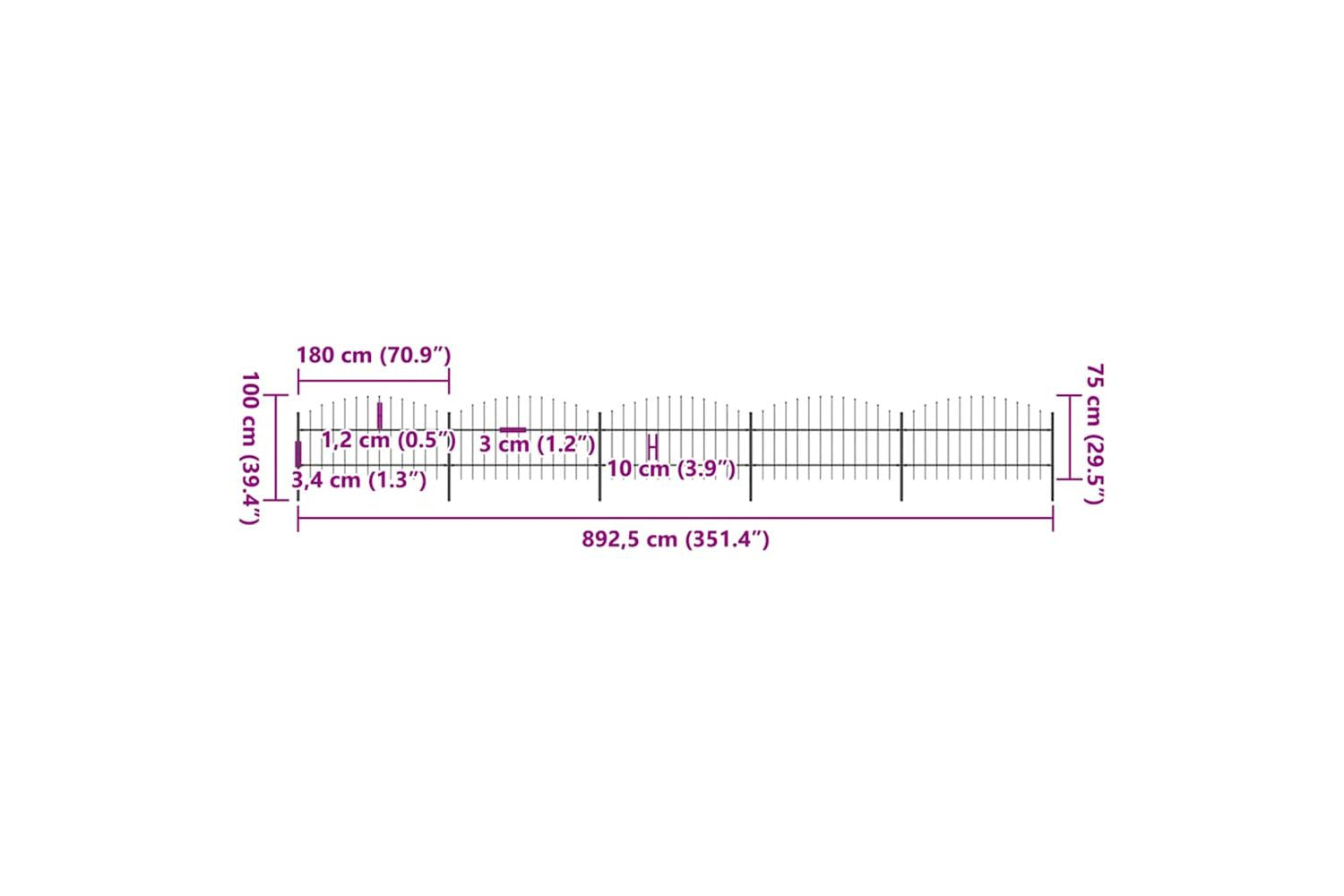 Vidaxl 277716 Garden Fence With Spear Top Steel (0.75-1)x8.5 M Black-5