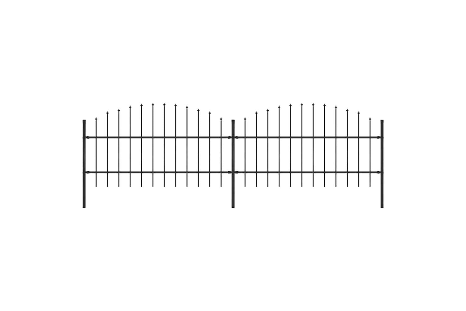 Vidaxl 277713 Garden Fence With Spear Top Steel (0.75-1)x3.4 M Black